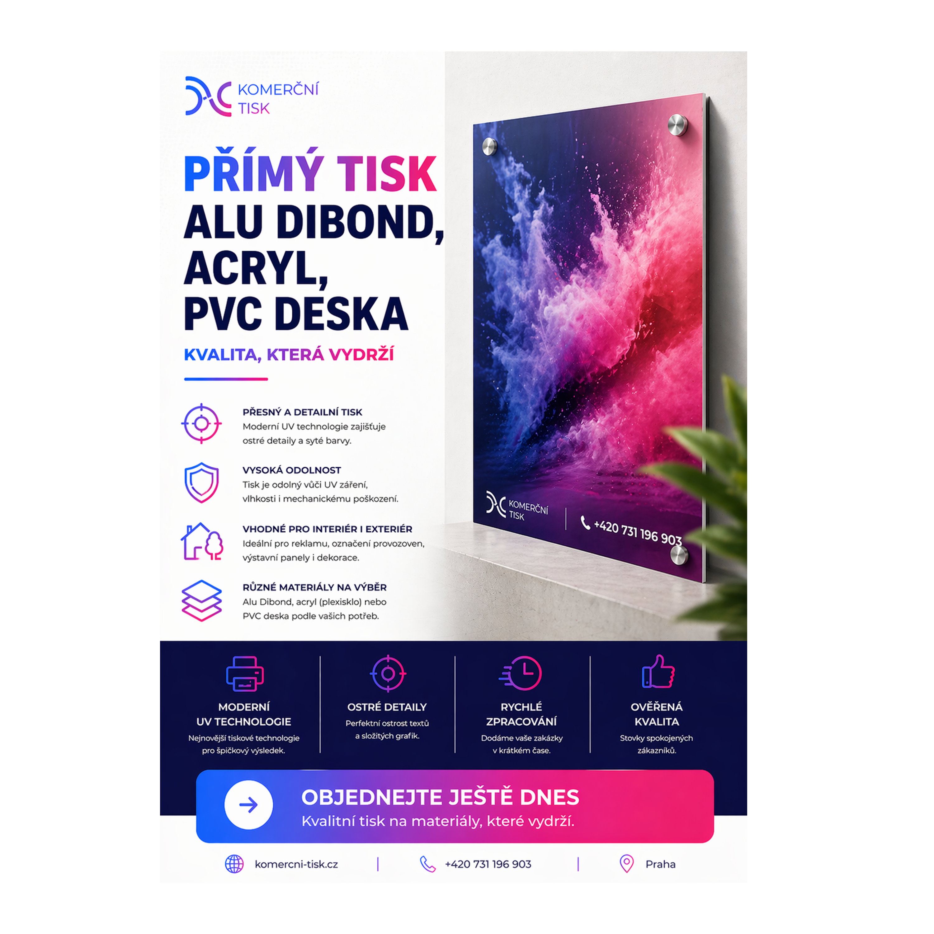 Přímý tisk Alu Dibond, Acryl, PVC deska